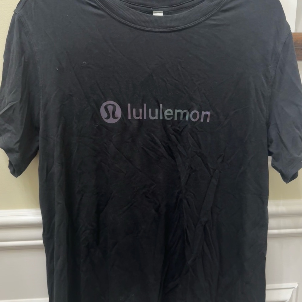 lululemon athletica Black Tee with Multicolor Logo - Picture 2 of 2